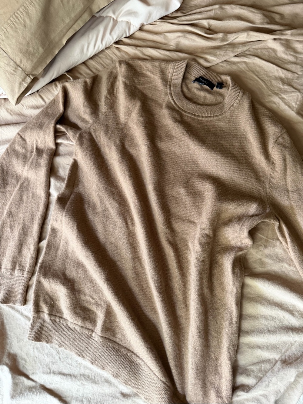 Theory Men's Crewneck Sweater in Light Tan